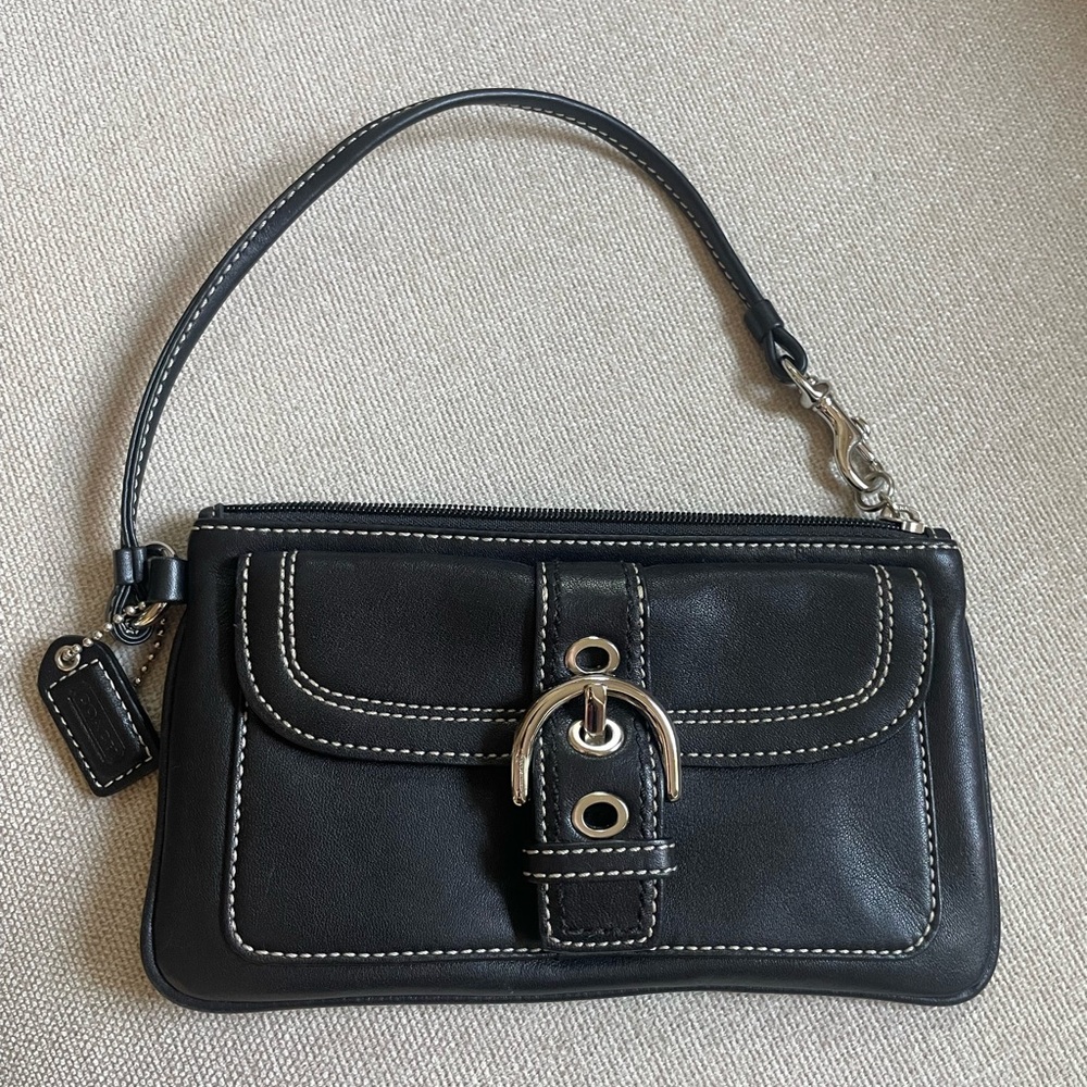 Coach Black Leather SoHo Wristlet